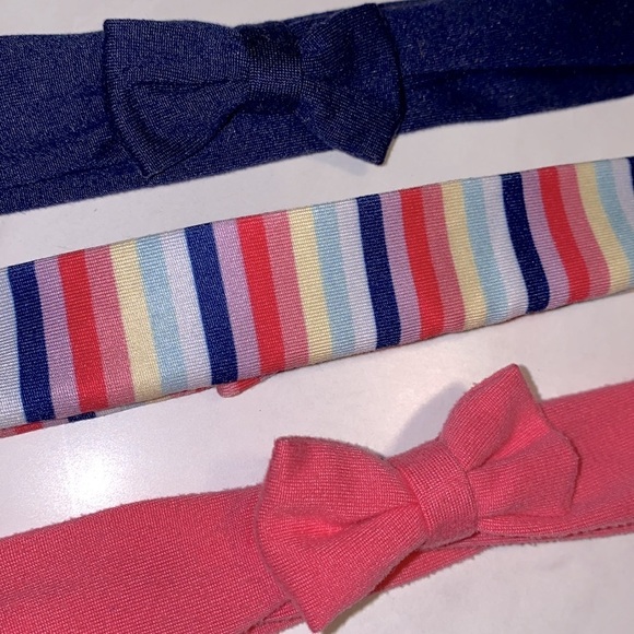 Bundle of 3 soft fabric stretchy elastic headbands for babies toddlers pink blue - Picture 4 of 5